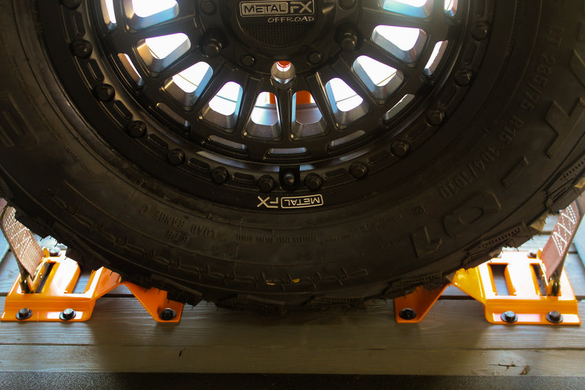 E-Track Wheel Chock Kit with 2" x 16' Ratchet Straps